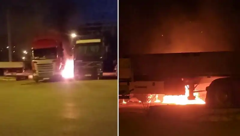 Park Halindeki Tırlara Gizemli Yangın: Şok Eden Gelişmeler!